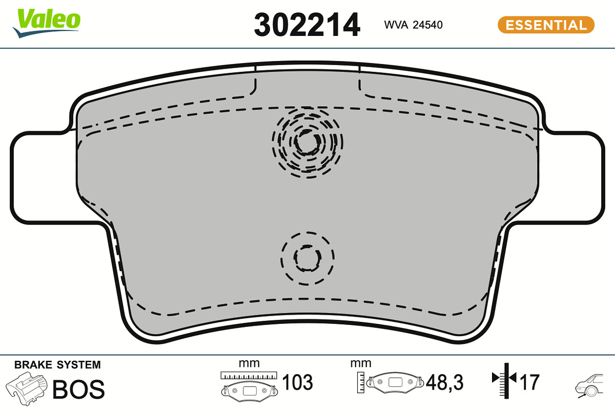 Jeu de 4 plaquettes de frein VALEO ref. 302214